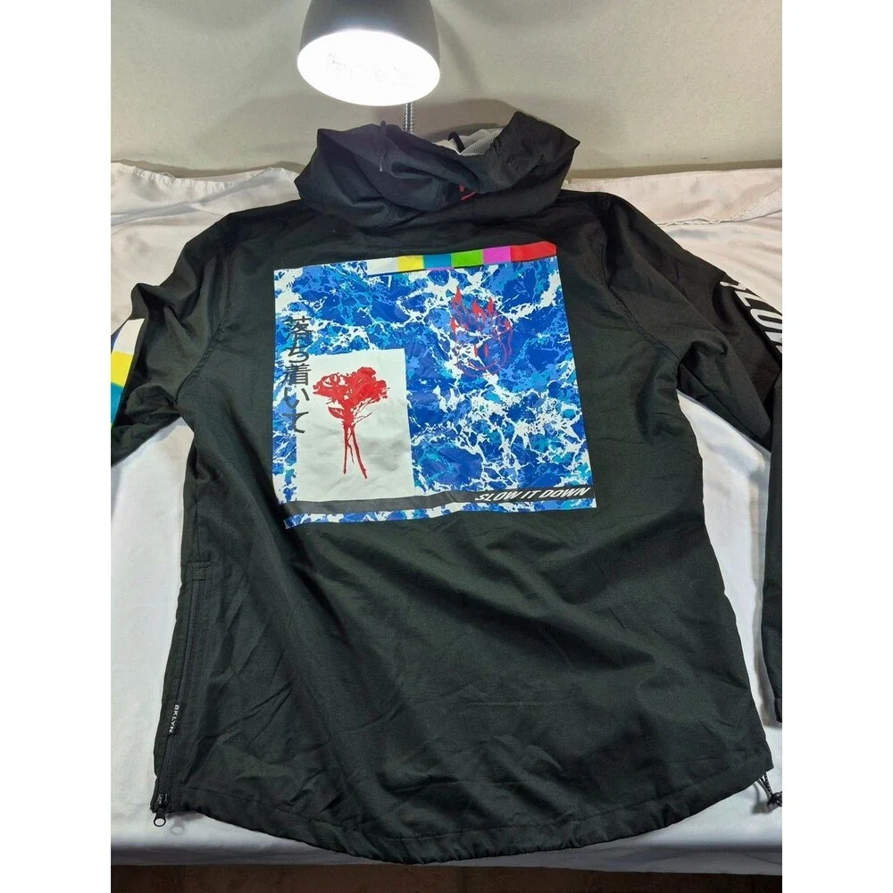 NWOT BKLYN Brooklyn Cloth "Slow Down" Black Anorak Windbreaker Size M 90's Urban - Picture 7 of 14